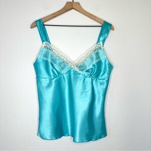 NWT Vintage Y2K Satin Babydoll Tank Top Sz XL by Decoded Light Blue Deadstock